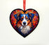 Australian Shepherd Stained Glass Effect Heart Suncatcher